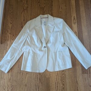 Izod Women's Single Button Beige Cream XL Blazer Tailored Fit Suit Business